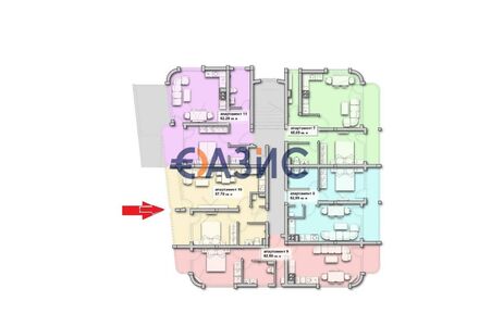 Квартира 2-комнатная 1+1 в Созополе площадь 65.8м² 3 этаж