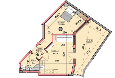 Квартира 2-комнатная 1+1 у моря в Варне площадь 77.59м² 3 этаж