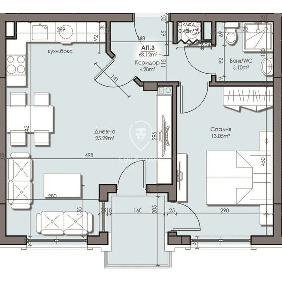 Квартира 2-комнатная 1+1 в Бургасе (Сарафово) площадь 68м² 2 этаж, изображение 3