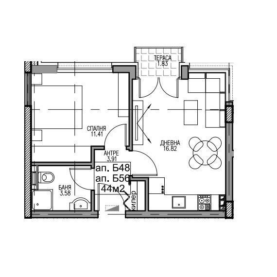 Apartment 2-room 1+1 in Varna Bulgaria area 51.42m² 8 floor, 5 image
