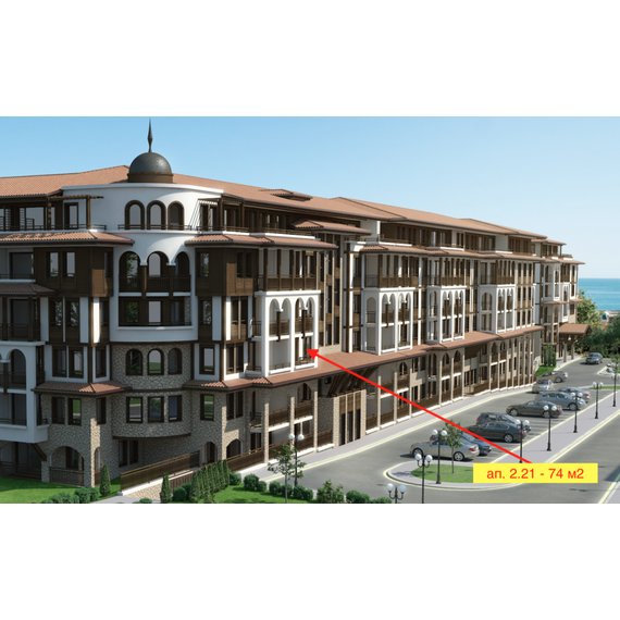 Apartment 1-room 1+0 studio by the sea in Nesebar (Sveti Vlas) Bulgaria area 75.37m² , 2 image