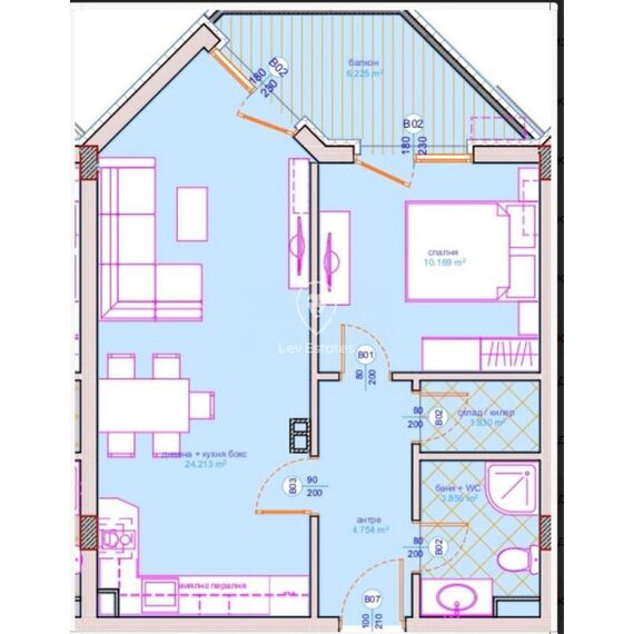 Квартира 2-комнатная 1+1 в Бургасе площадь 68м² 2 этаж, изображение 6