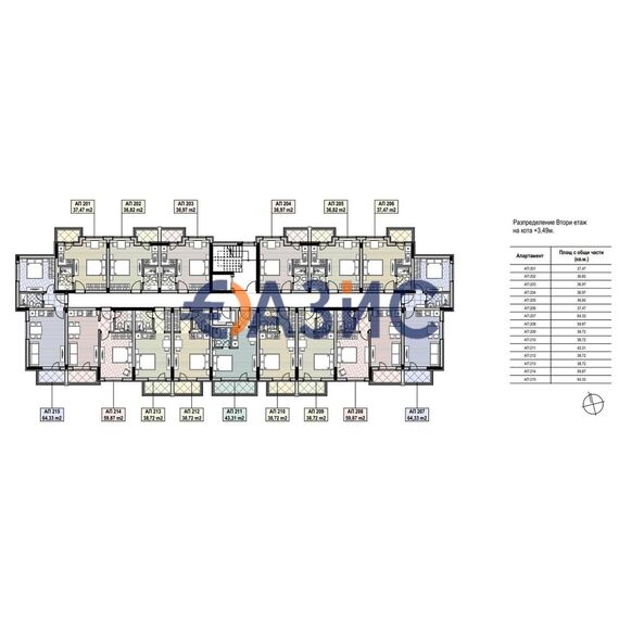 Квартира 2-комнатная 1+1 в Несебре (Солнечный Берег) площадь 59.9м² 5 этаж