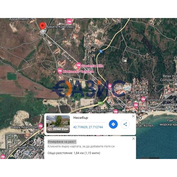 Квартира 2-комнатная 1+1 в Несебре (Кошарица) площадь 54м² 3 этаж