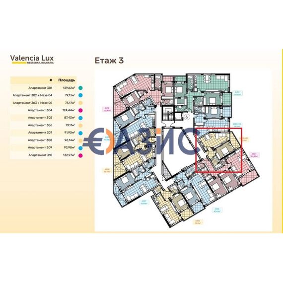 Квартира 2-комнатная 1+1 в Несебре площадь 73.2м² 3 этаж, изображение 4