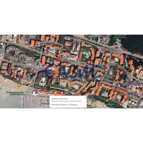 Apartment 2-room 1+1 in Nesebar (Sveti Vlas) Bulgaria area 65m² 4 floor