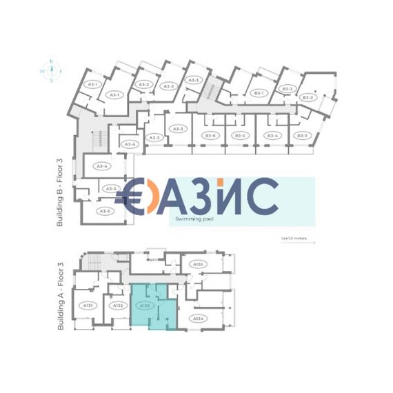 Квартира 2-комнатная 1+1 в Несебре (Обзор) площадь 57.4м² 3 этаж, изображение 15