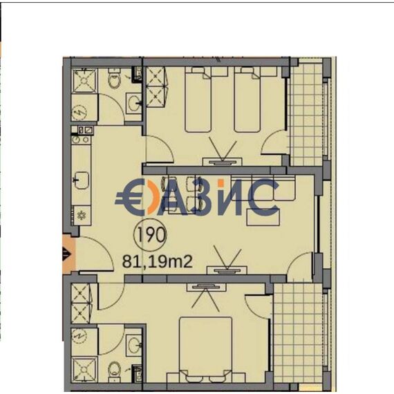 Квартира 3-комнатная 2+1 в Несебре (Солнечный Берег) площадь 92.4м², изображение 9