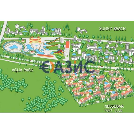 Apartment 2-room 1+1 in Nesebar (Sunny Beach) Bulgaria area 56m² 3 floor