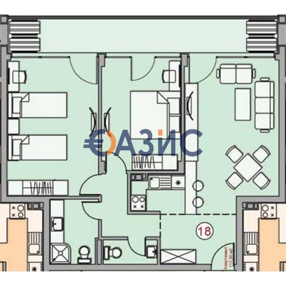 Apartment 3-room 2+1 in Nesebar (Sveti Vlas) Bulgaria area 117.3m² 4 floor, 13 image