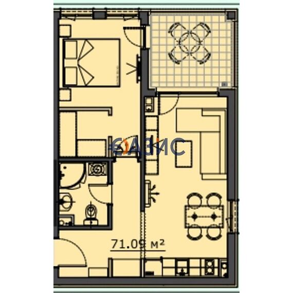 Квартира 3-комнатная 2+1 в Несебре (Солнечный Берег) площадь 71.3м² 4 этаж, изображение 2