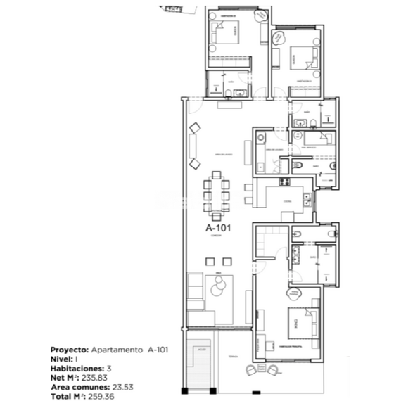 Квартира 4-комнатная 3+1 в Пунта-Кана (Пунта-Кана) площадь 235.83м² 1 этаж, изображение 8