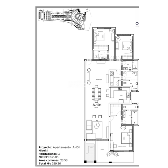 Apartment 3-room 2+1 in Punta Cana Dominican Republic area 259m² 3 floor, 6 image